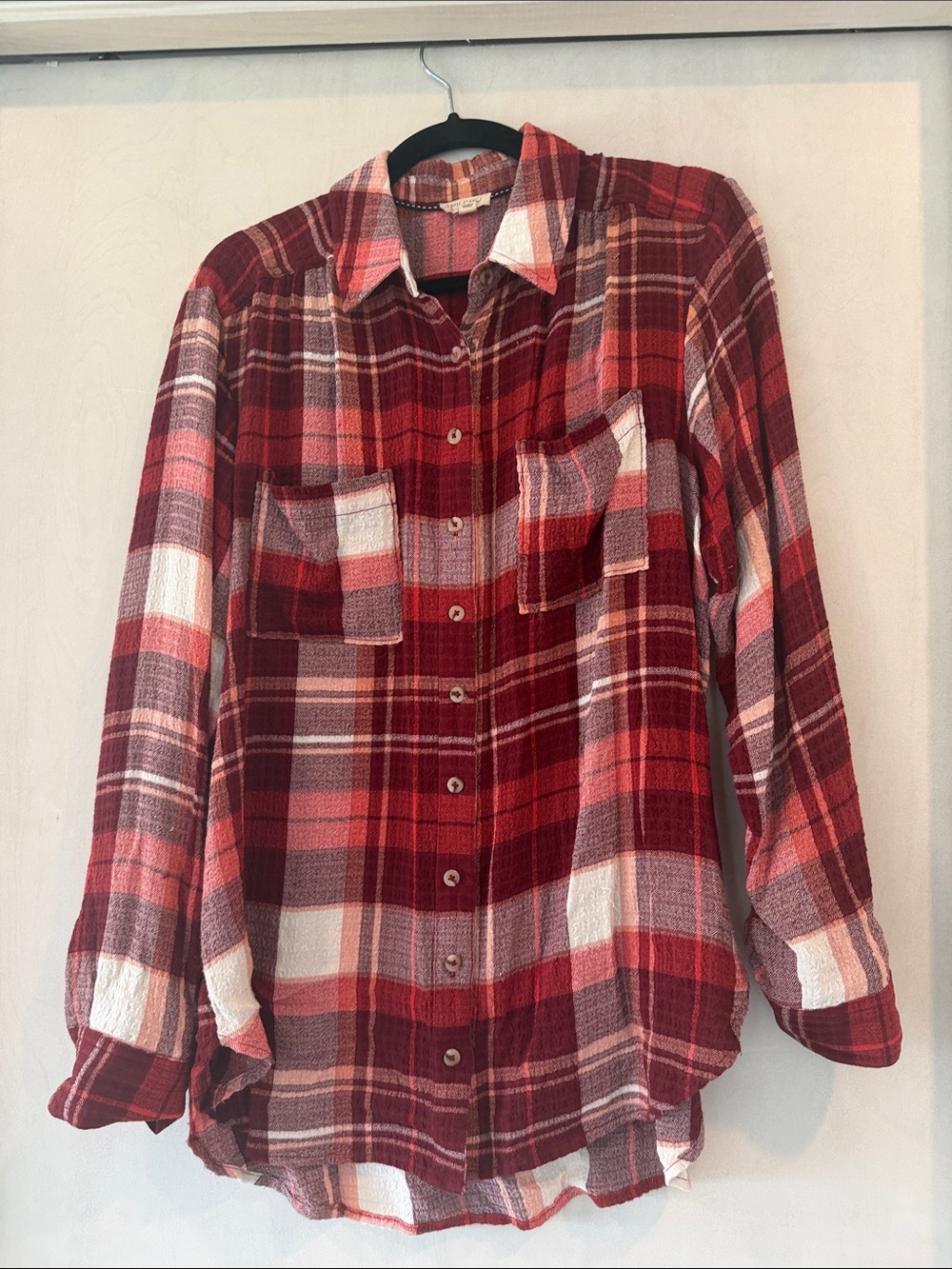 Pilcro Red Plaid Button-Up Shirt Size Medium